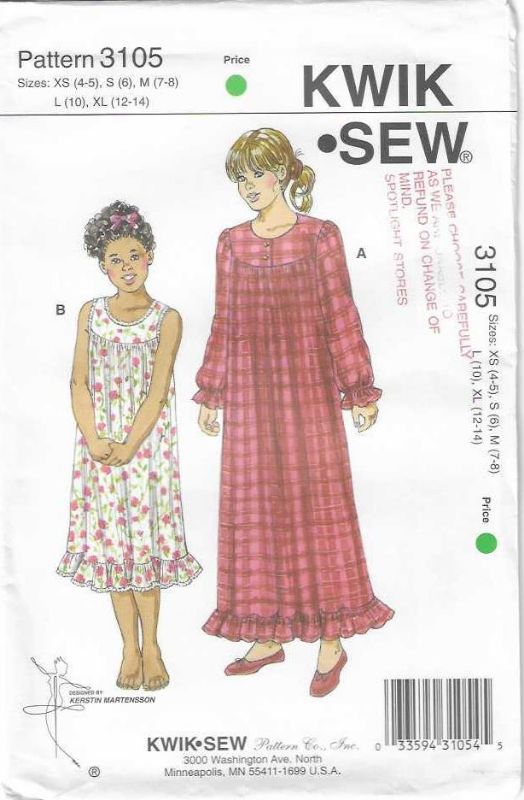 Picture of A123 KWIK*SEW 3105: SLEEPWEAR SIZE 4-14