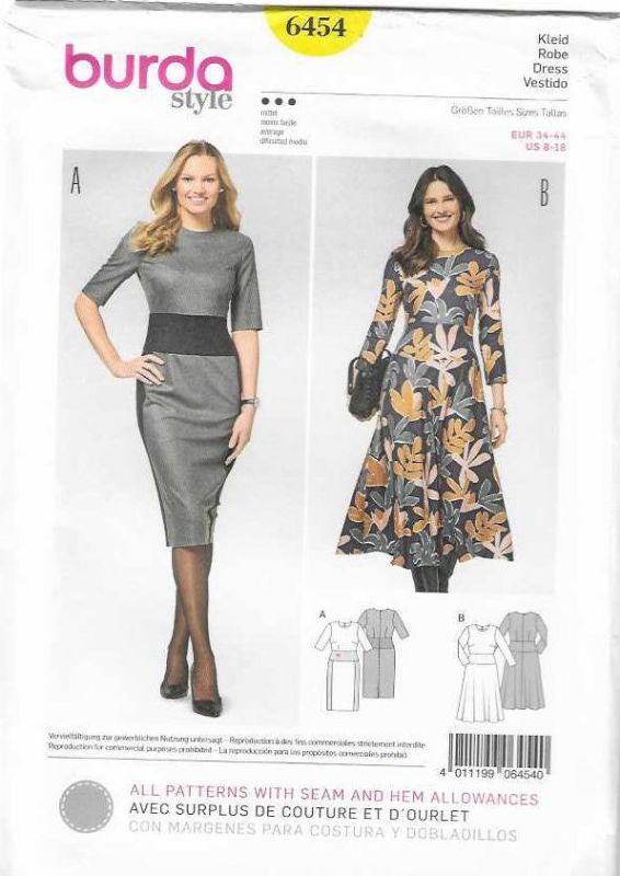 Picture of B124 BURDA 6454: DRESS SIZE 8-18