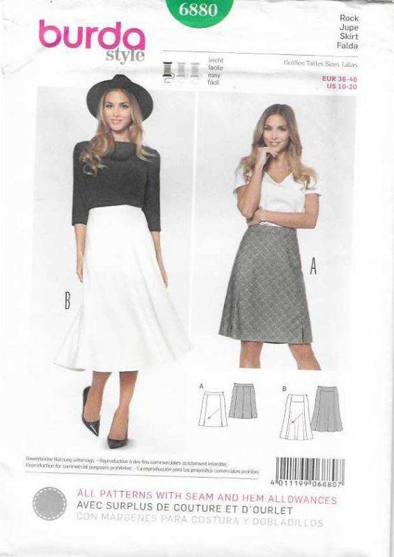 Picture of B136 BURDA 6880: SKIRT SIZE 10-20