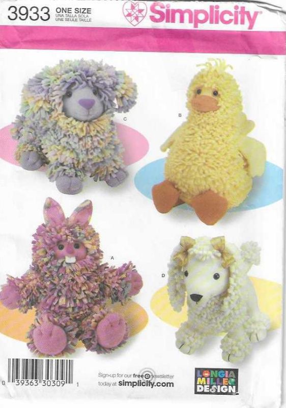 Picture of 76 SIMPLICITY 3933: LOOPY ANIMALS SIZE 15" or 38cm TALL
