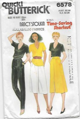 Picture of A93 BUTTERICK 6578: TOP, PANTS & SKIRT SIZE 10 ONLY 