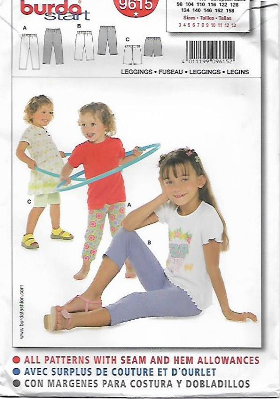 Picture of 54 BURDA 9615: GIRL'S PANTS SIZE 3-13