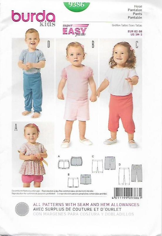 Picture of B195 BURDA 9386: PANT'S & SHORTS SIZE 3M-3