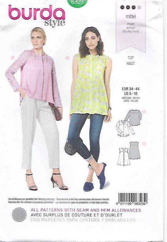Picture of B98 BURDA 6323: TOP SIZE 8-18