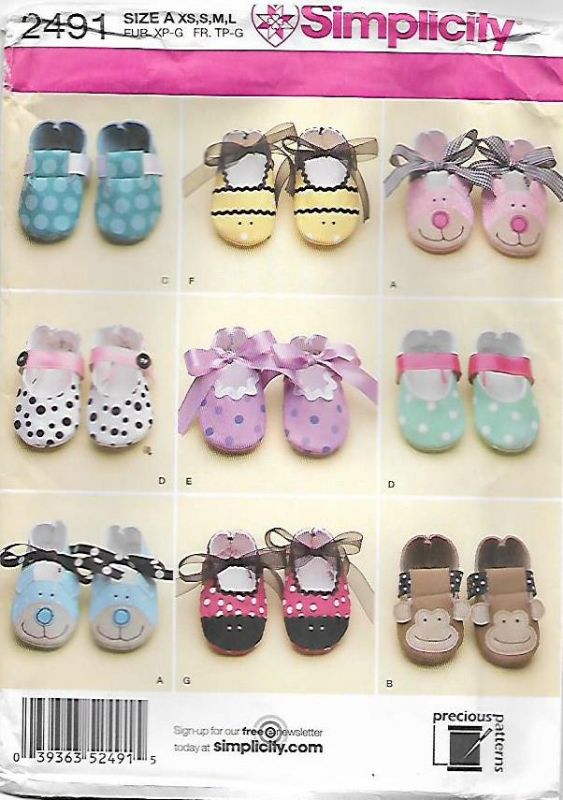 Picture of 65 SIMPLICITY 2491: BABY SHOES SIZE XS-L 