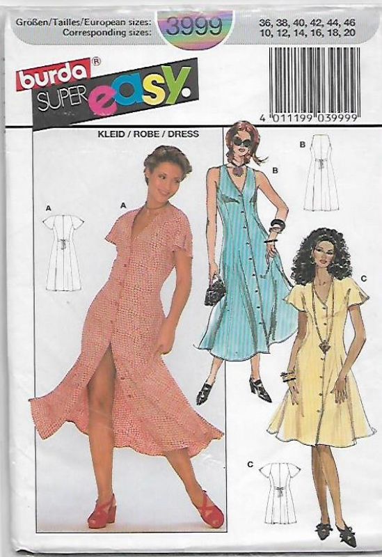 Picture of A88 BURDA 3999: DRESS SIZE 10-20
