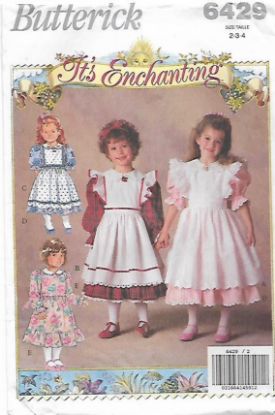 Picture of C175 BUTTERICK 6429: GIRL'S  PINAFORE & DRESS SIZE 2-4