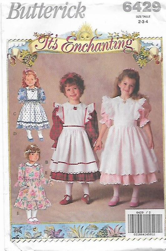 Picture of C175 BUTTERICK 6429: GIRL'S  PINAFORE & DRESS SIZE 2-4