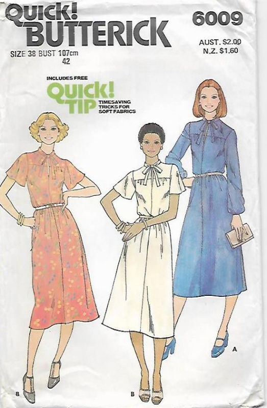 Picture of D8 BUTTERICK 6009: DRESS SIZE 38" or 107cm  BUST 