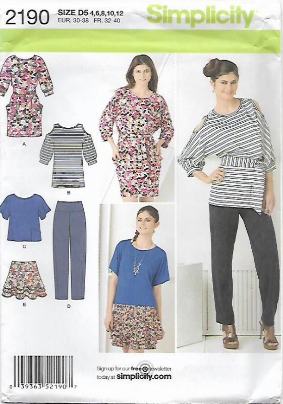 Picture of 17 SIMPLICITY 2190: DRESS, TOP, PANTS & SKIRT SIZE 4-12