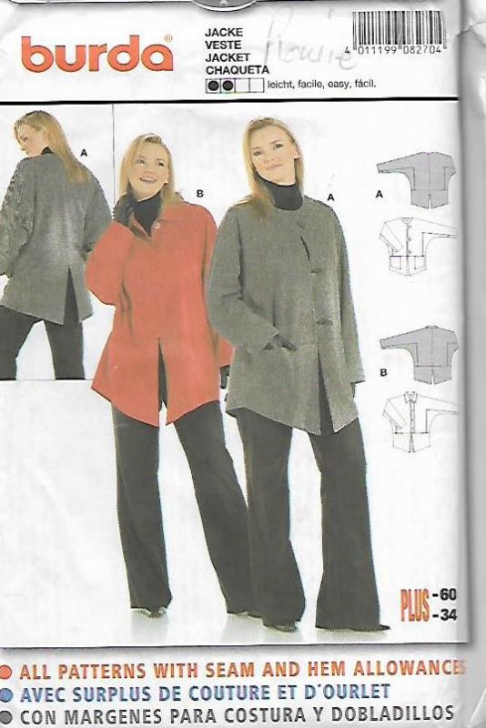 Picture of A134 BURDA 8270:JACKET SIZE 16-34