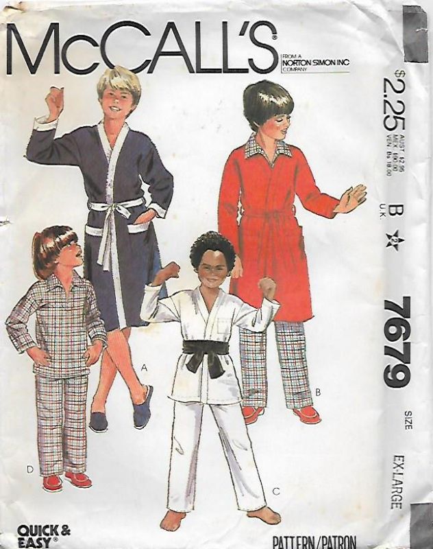 Picture of 310 McCALL'S 7679:BOY/TEENS ROBE/JACKET & PAJAMAS SIZE XL 14-16