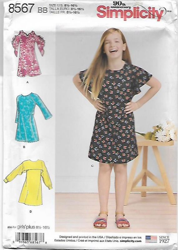 Picture of 128 SIMPLICITY 8567: GIRL'S DRESS SIZE 8.5-16.5 