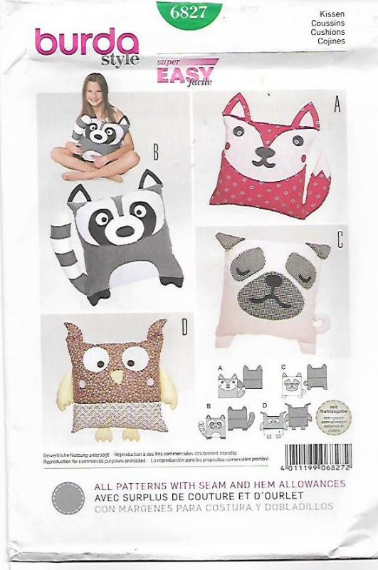Picture of 37 BURDA 6827: ANIMAL CUSHIONS SIZE 35 + 35 cm 