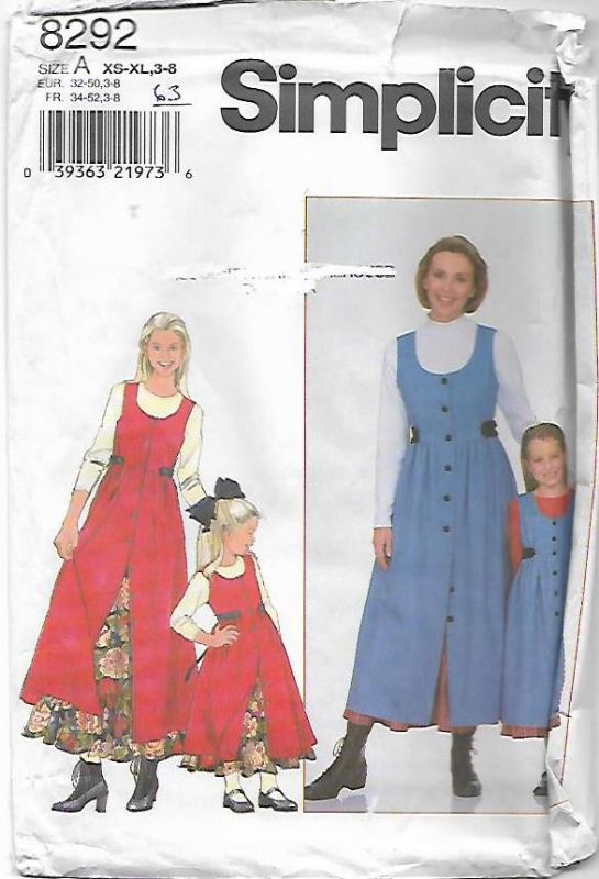 Picture of C44 SIMPLICITY 8292: DRESS & PETTICOAT SIZE MISS 6-24 CHILD 3-8