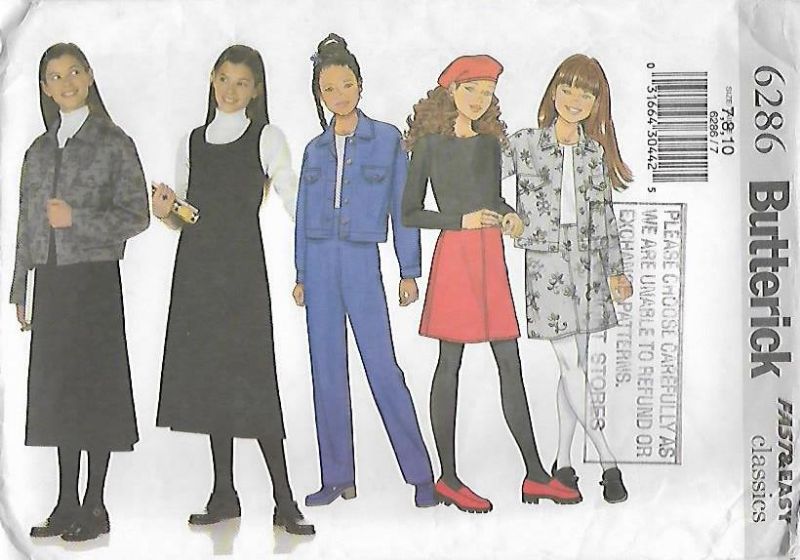 Picture of C293 BUTTERICK 6286: GIRL'S JACKET, DRESS, SKIRT & PANTS SIZE 7-10