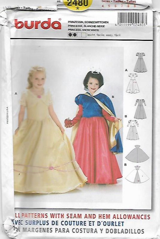 Picture of C234 BURDA 2480: GIRL'S COSTUME SIZE 4-9