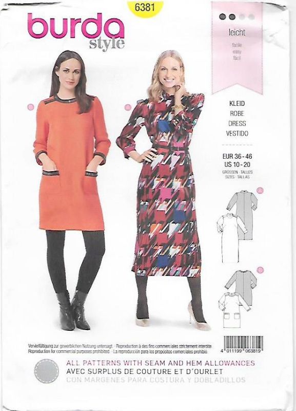Picture of B271 BURDA 6381: DRESS SIZE 10-20
