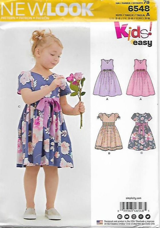 Picture of B196 NEW LOOK 6548: GIRL'S DRESS SIZE 3-8