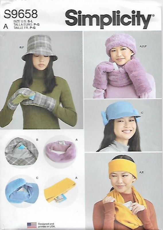 Picture of 62 SIMPLICITY S9658: HAT, HEADBAND, MITTENS & SCARF SIZE S-L