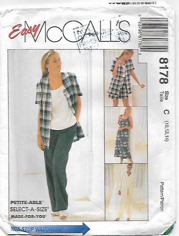Picture of C163 McCALL'S 8178: DRESS OR TOP, JACKET  & PANTS SIZE 10-14