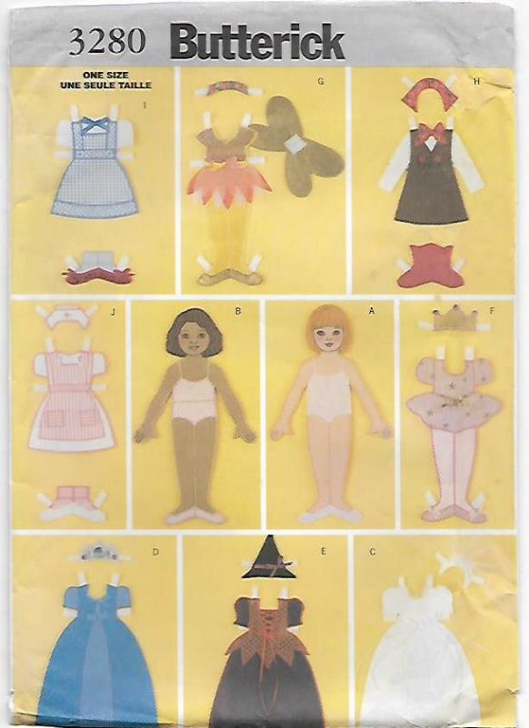Picture of C112 BUTTERICK 3280: CUT OUT DOLLS PATTERN ONE SIZE 