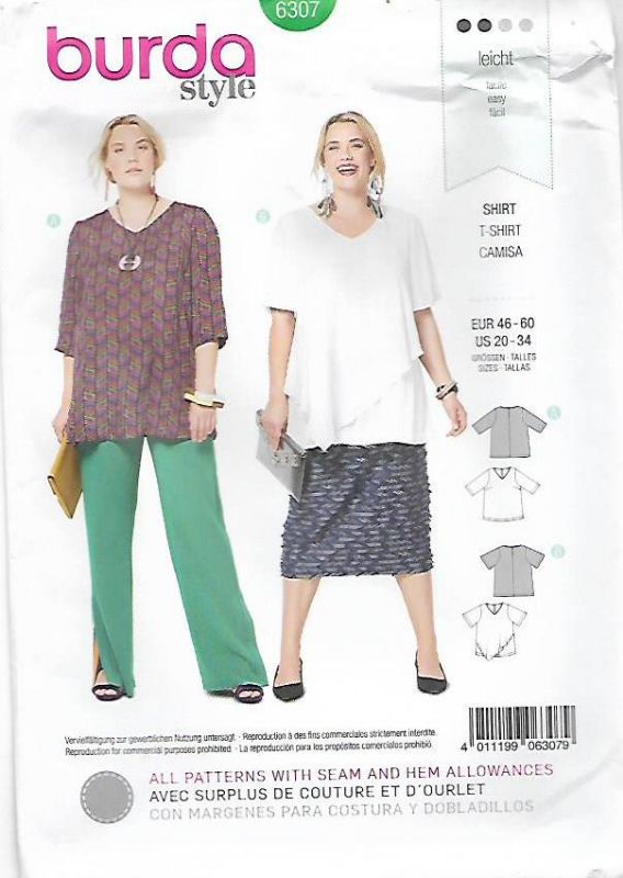 Picture of 125 BURDA 6307: TOP SIZE 20-24