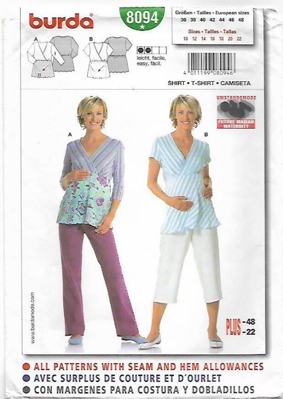 Picture of C70 BURDA 8094: MATERNITY TOP SIZE 18-22