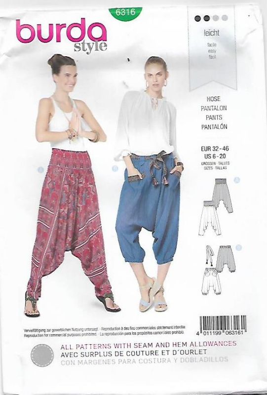 Picture of B33 BURDA 6316: PANTS SIZE 6-20