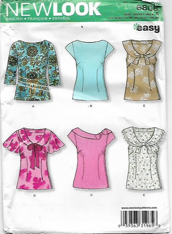 Picture of B179 NEW LOOK 6808: TOPS SIZE 8-18