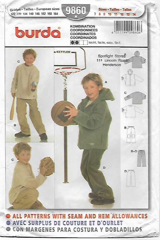 Picture of F11 BURDA 9860: BOYS TOP AND PANTS SIZE 7-14