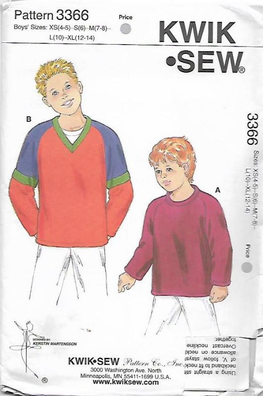 Picture of A34 KWIK*SEW 3366: BOYS JUMPER SIZE 4-14