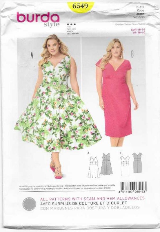 Picture of B252 BURDA 6549: DRESS SIZE 20-30