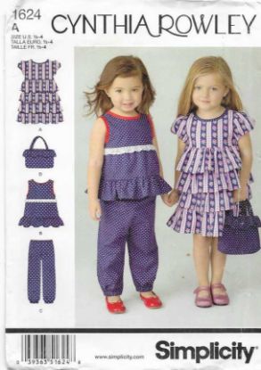 Picture of C315 SIMPLICITY 1624: GIRL'S DRESS, TOP,  PANTS & BAG SIZE 6M-4