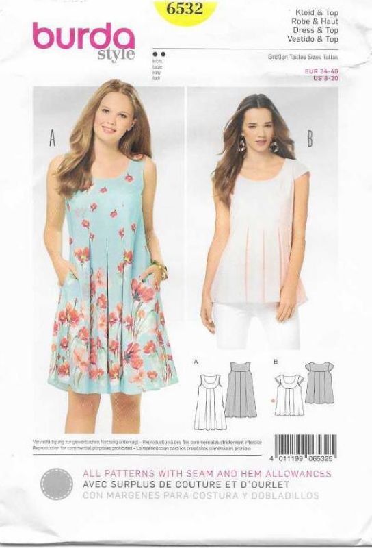 Picture of B163 BURDA 6532: DRESS OR TOP SIZE 8-20