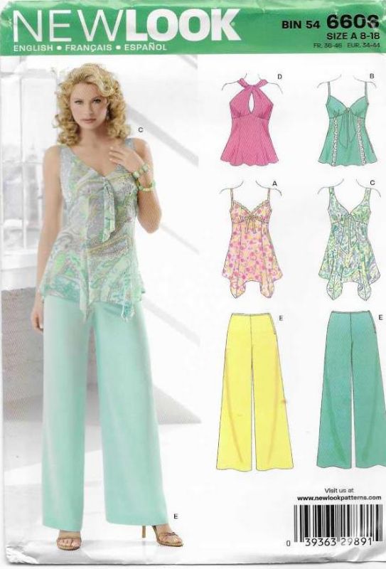 Picture of 2 NEW LOOK 6606: TOPS & PANTS SIZE 8-18