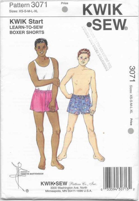 Picture of C141 KWIK*SEW 3071: BOYS BOXER SHORTS SIZE XS-XL