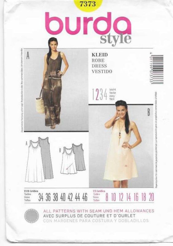 Picture of B196 BURDA 7373: DRESS SIZE 8-20
