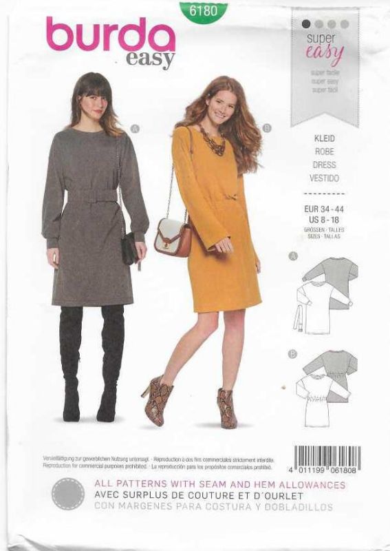 Picture of B295 BURDA 6180: DRESS SIZE 8-18