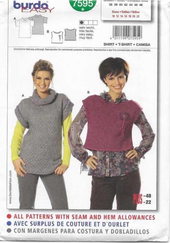 Picture of 25 BURDA 7595: MISS  TOPS SIZE 10-22
