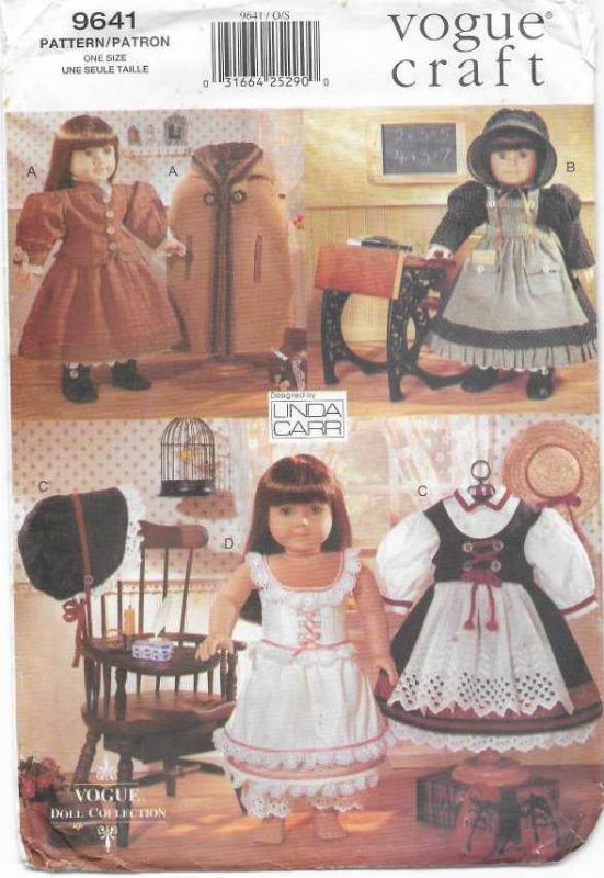 Picture of C252 VOGUE 9641: EARLY AMERICAN DOLL OUTFITS SIZE 18"or 46cm 