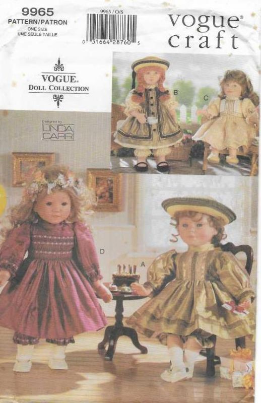 Picture of C268 VOGUE 9956: DOLL PARTY DRESSES SIZE 18"or 46cm 