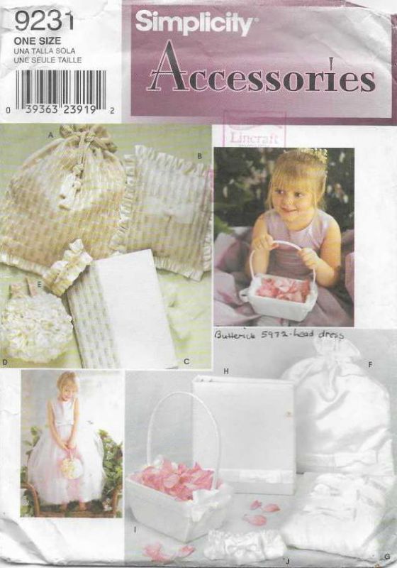 Picture of A106 SIMPLICITY 9231: BRIDAL ACCESSORIES ONE SIZE 