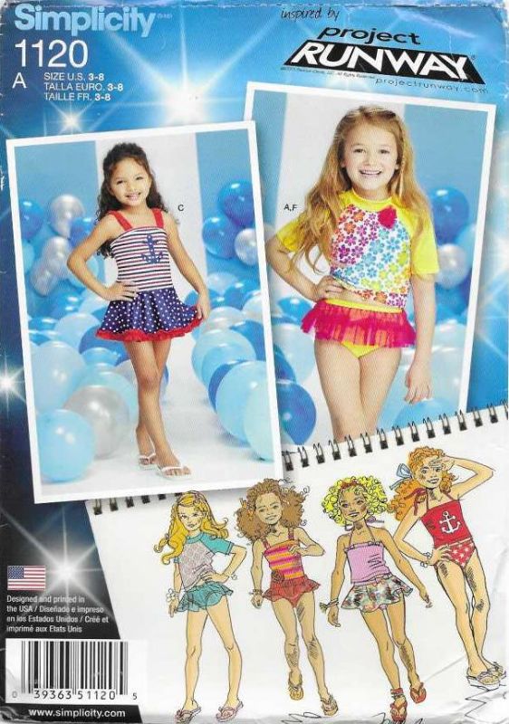 Picture of B302 SIMPLICITY 1120: CHILDS SWIMSUIT SIZE 3-8