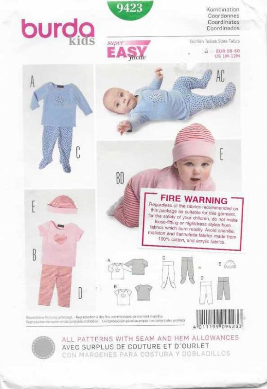 Picture of 98 BURDA 9423: BABY COORDINATES SIZE 1M-12M