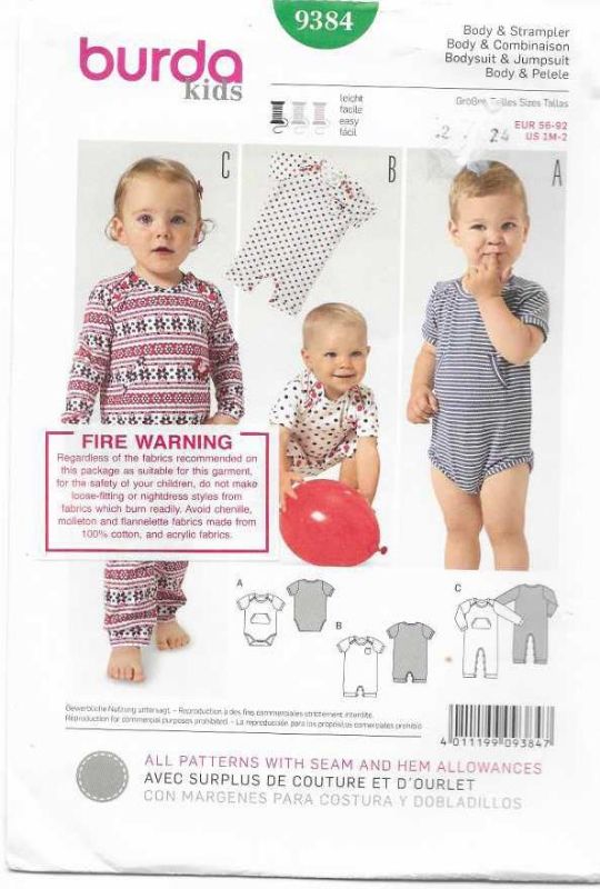 Picture of 28 BURDA 9384: BABY BODYSUIT & JUMPSUIT SIZE 1M-2YRS 