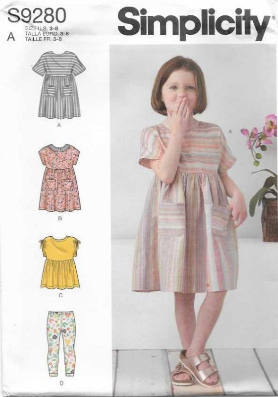 Picture of 3 SIMPLICITY S9280: GIRLS DRESS, TOP  &  PANTS SIZE 3-8