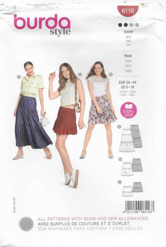 Picture of B210 BURDA 6116: SKIRT SIZE 8-18
