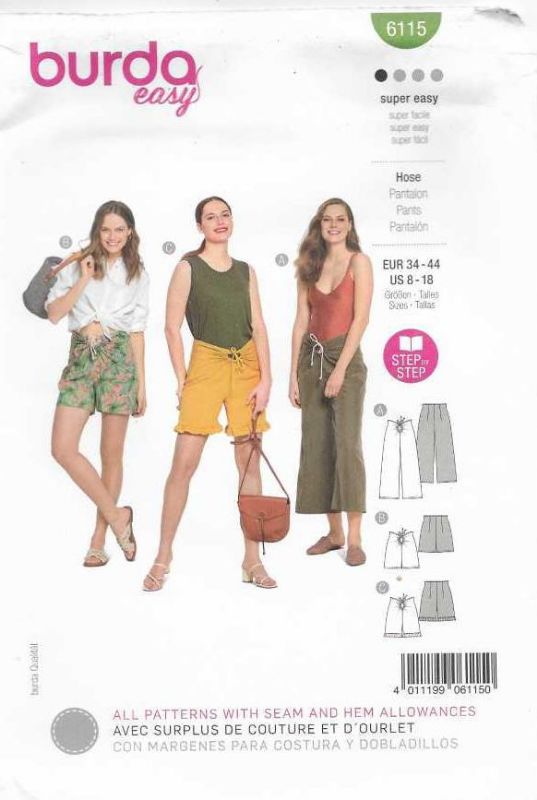Picture of B47 BURDA 6115: PANTS & SHORTS  SIZE 8-18
