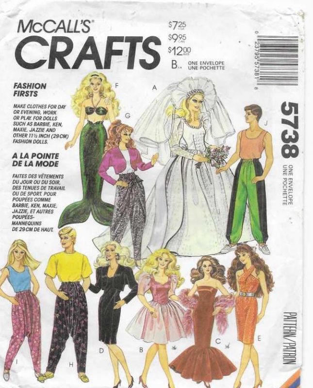 Picture of F11 McCALL'S 5738: FASHION DOLL CLOTHES SIZE 11.5" or 29cm